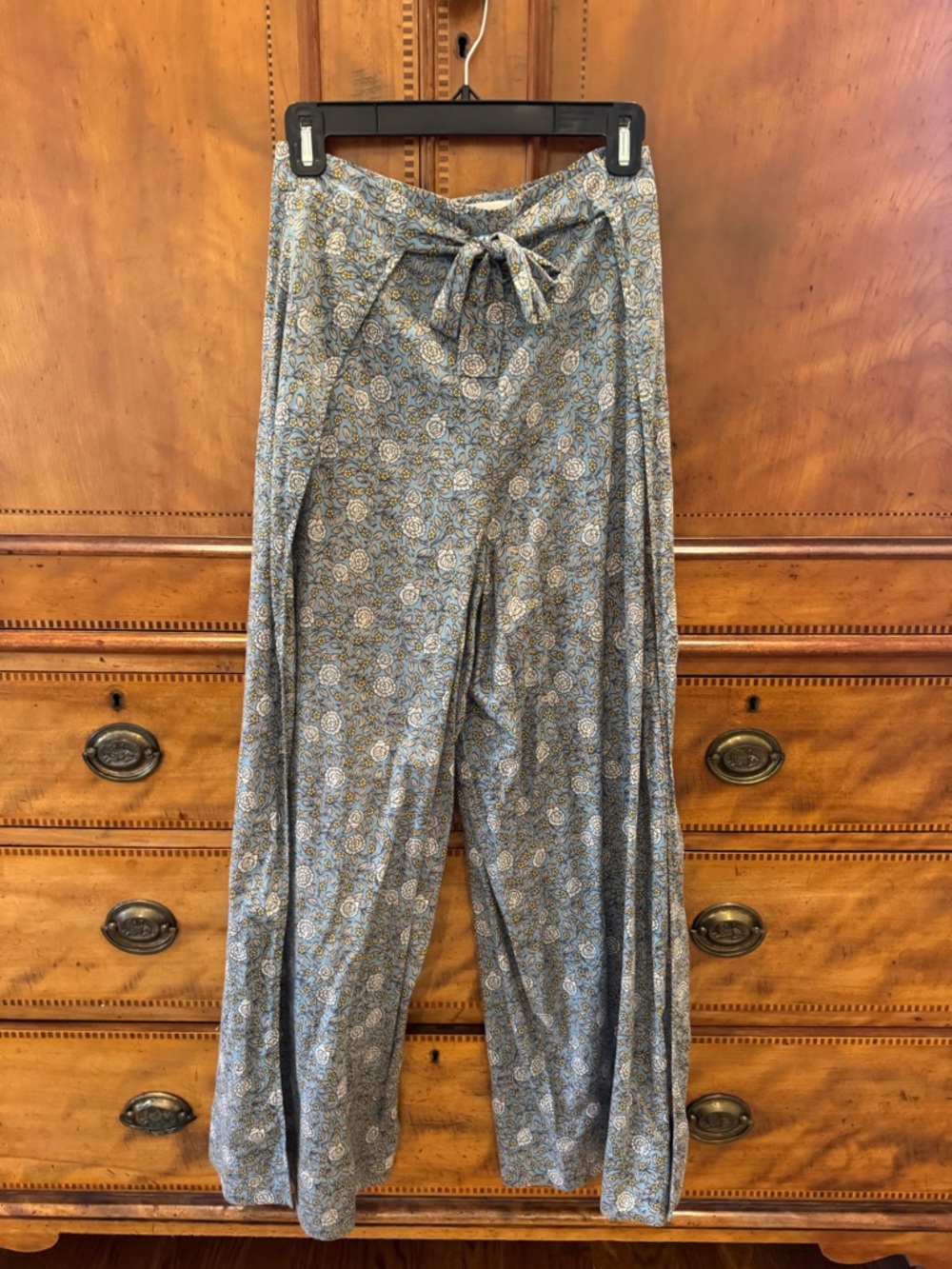 Zimmermann Blue Floral Wide-Leg Tie-Waist Pants